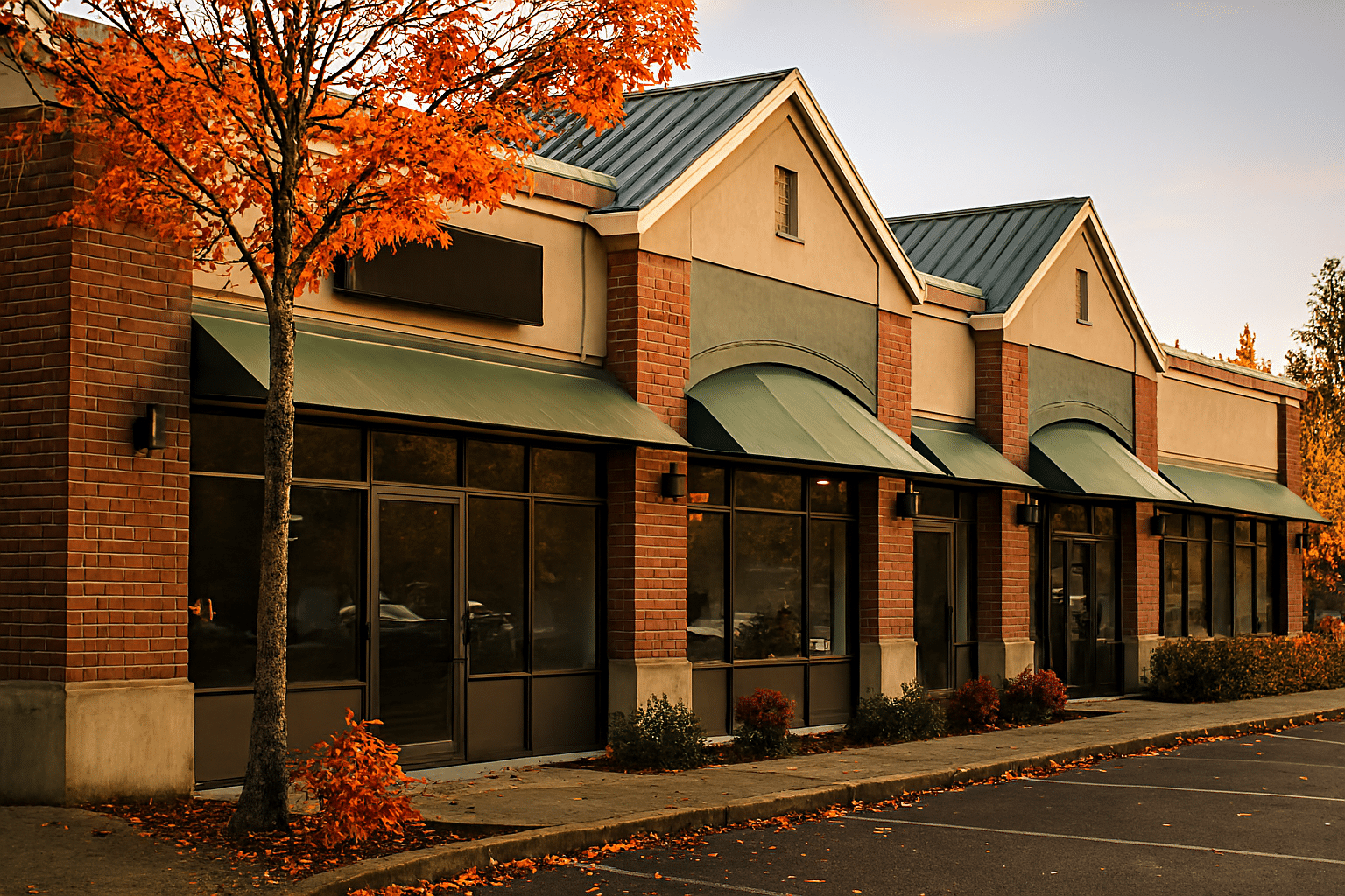 commercial building in fall